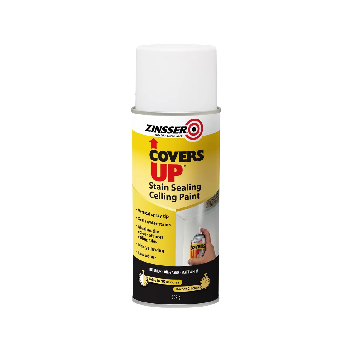 Zinsser Covers Up Stain Sealing Ceiling Paint - 369g - Oil Based - Low Odour
